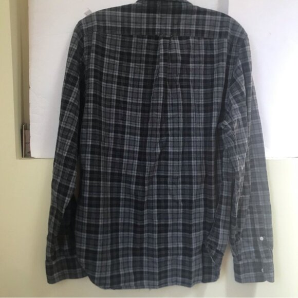 Club Monaco Cotton Check Plaid Button Down Shirt Chest Pocket Casual Soft Grey M - Picture 3 of 15